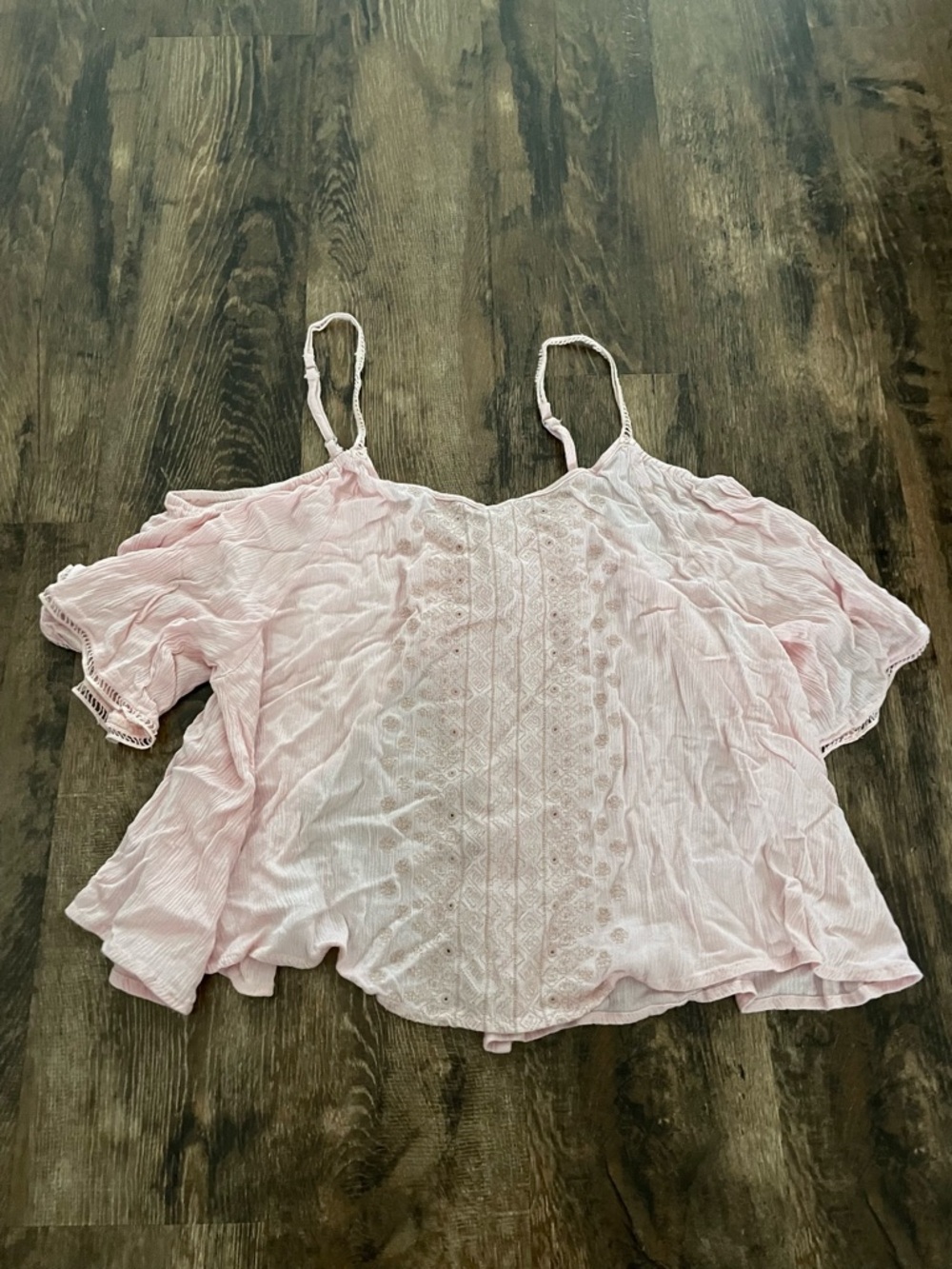 Bethany Mota Pale Pink Cold-Shoulder Embroidered Cami Top